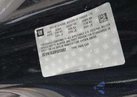 2015 Chevrolet Camaro 2Ss из США, поврежденный, VIN 2G1FK1EJ5F9203887